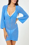 L*SPACE PALISADES LONG SLEEVE SHEER COVER-UP MINIDRESS