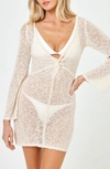 L*SPACE PALISADES LONG SLEEVE SHEER COVER-UP MINIDRESS