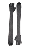 Khaite Rouen Sheer Wool Gloves In Black