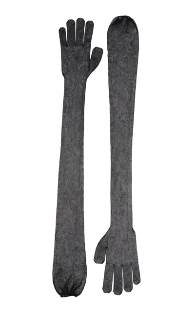 Khaite Rouen Sheer Wool Gloves In Black