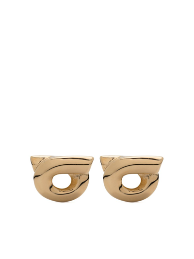 Ferragamo Gancini 10 Stud Earrings In Gold