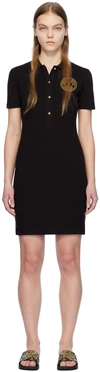 Versace Jeans Couture Vembl Small Embro Dress Cotton Piquet In Eg89 Black/gold