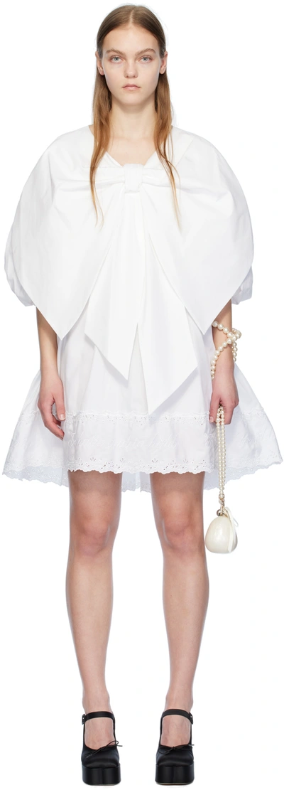Simone Rocha White Bow Minidress In White/white