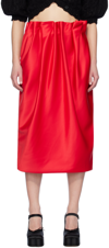 SIMONE ROCHA RED PLEATED MIDI SKIRT