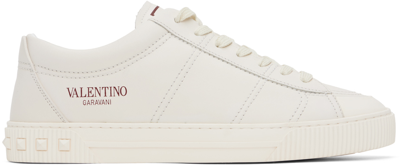 Valentino Garavani Cityplanet Leather Sneaker In Cream