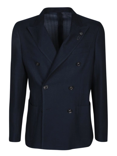 Lardini Blue Cotton Jacket In Black