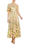 Mac Duggal Women's Floral Embroidered One-shoulder Midi-dress In Yellow Multi