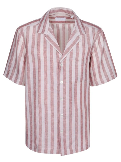 Lardini Striped Linen Shirt In Pink