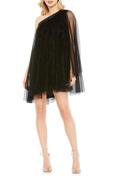 Mac Duggal Rhinestone Detail One-shoulder Cocktail Minidress In Black