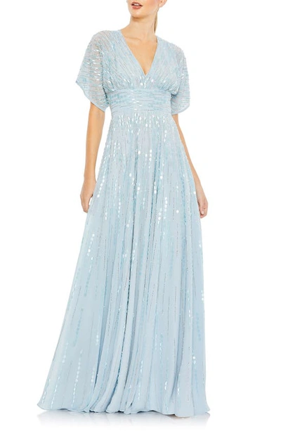 Mac Duggal Women's Beaded & Sequined V-neck Gown In Powder Blue