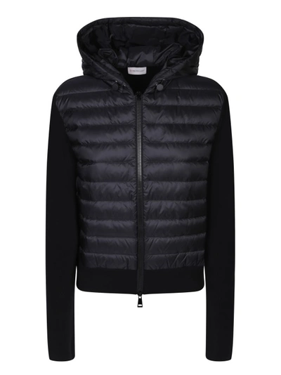 Moncler Nylon And Wool Cardigan In Black