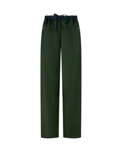 Serena Bute Matte Satin Utility Trouser - Forest Green In Black