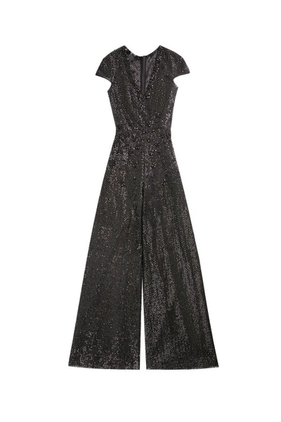 Saiid Kobeisy Beaded Sequin Jumpsuit In Black