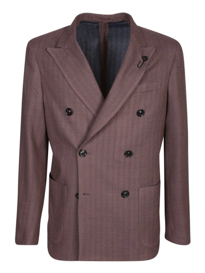 Lardini Jersey Double-breasted Brown Jacket In Grey