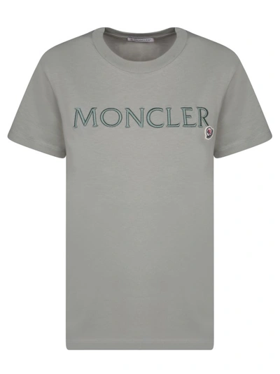 Moncler Womens Branded Cotton T Shirt In Grey