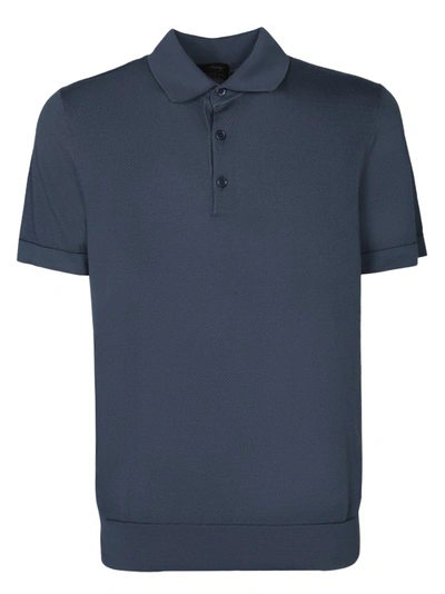 Brioni Cotton Polo Shirt In Blue