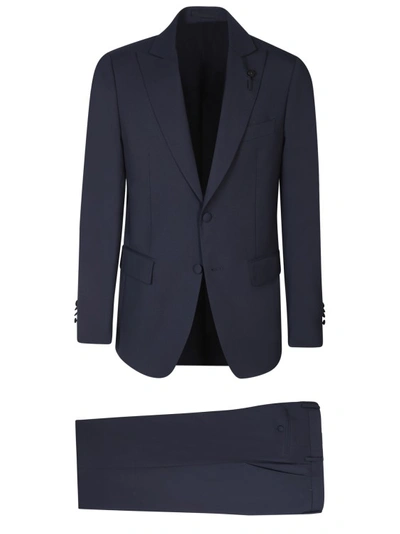 Lardini Blue Wool Suit In Black