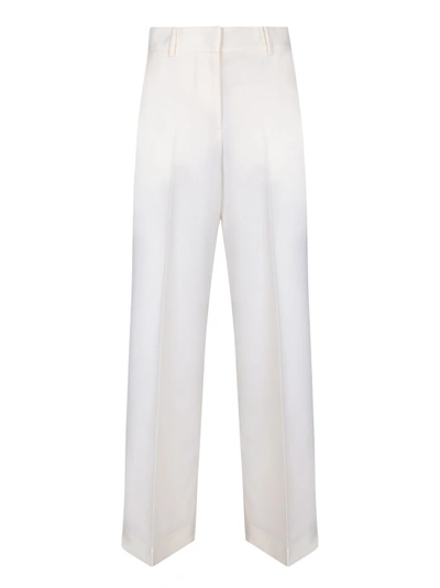 Msgm Cropped Ivory Trousers In White