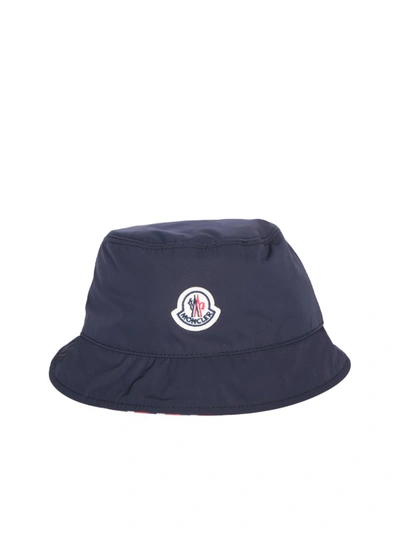 Moncler Blue Cotton Bucket Hat In Grey