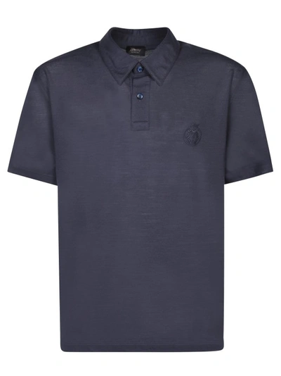 Brioni Wool Polo Shirt In Blue