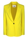 Msgm Stretch Cotton Blazer With Peak Lapels In Gold