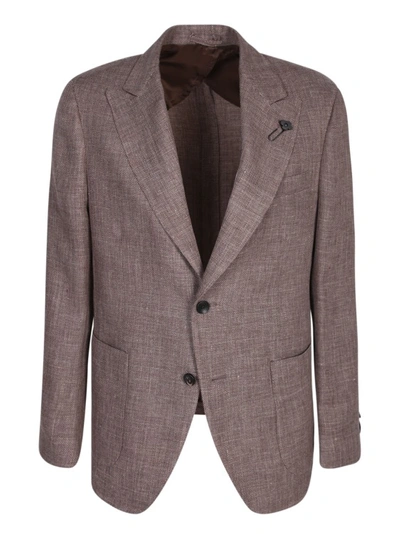 Lardini Single-breasted Brown Melange Jacket In Grey