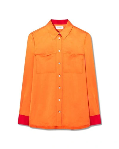 Serena Bute Matte Satin Utility Shirt - Burnt Orange