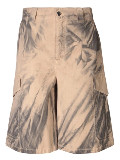 Msgm Abstract Printed Bermuda Shorts In Neutrals