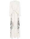 Saiid Kobeisy Crepe Floral Printed Kaftan In White