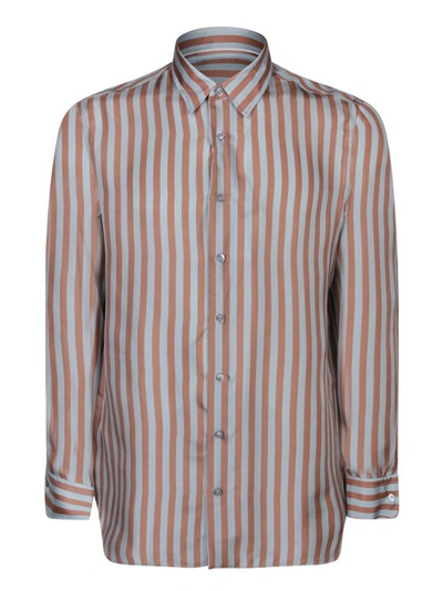 Lardini Stripe Silk Shirt In Grey