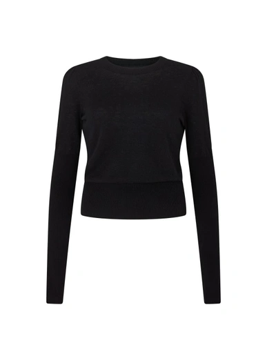 Serena Bute Pointelle Fitted Jumper - Black