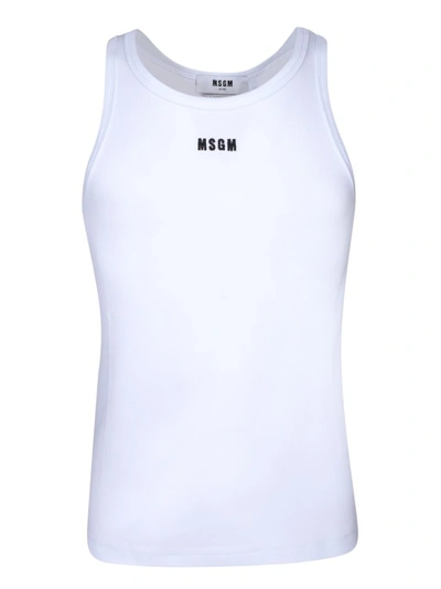 Msgm Logo Tank Top In Silver