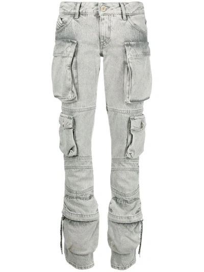 Attico Light Grey Cotton Washed Jeans