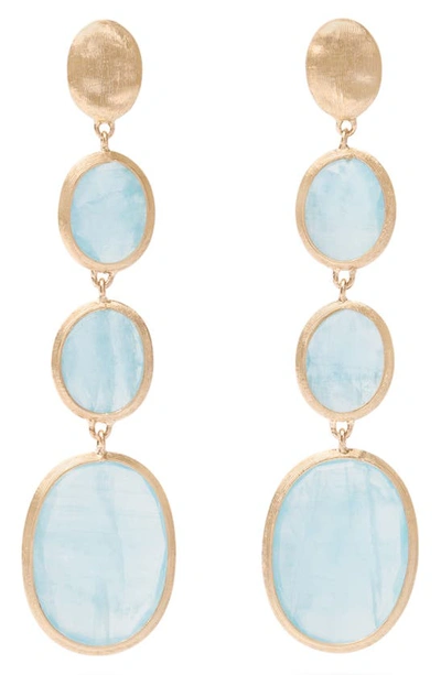 Marco Bicego 18k Yellow Gold Siviglia Aquamarine Graduated Drop Earrings In Blue/gold