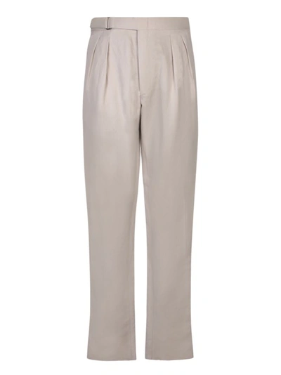 Canali Linen And Silk Trousers In Neutrals