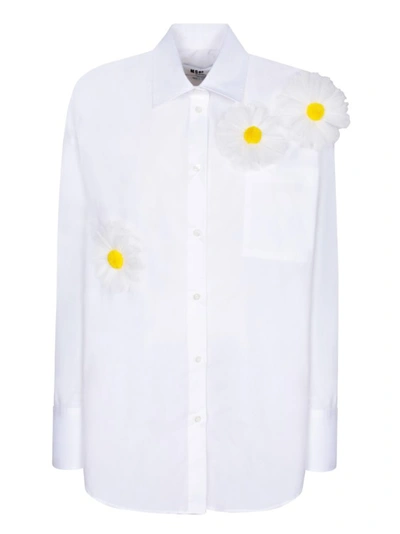 Msgm Cotton Poplin Shirt In White