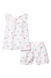 Petite Plume Kids' Amelie Flamingo Print Two-piece Short Pajamas In Flamingos