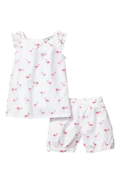 Petite Plume Kid's Amelie Printed Shorts Set In Flamingos