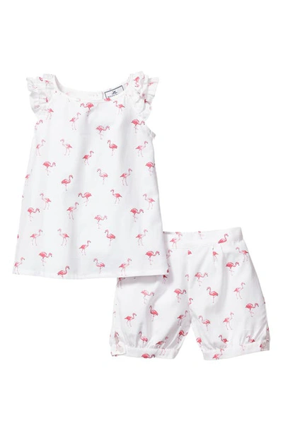 Petite Plume Kids' Amelie Flamingo Print Two-piece Short Pajamas In Flamingos