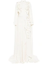 SAIID KOBEISY CREPE KAFTAN WITH 3D LASER CUT EMBROIDERY