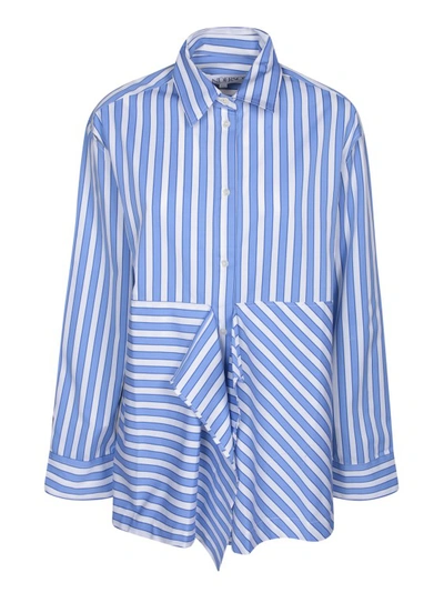 Jw Anderson Stripe Flared Shirt In Blue