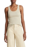 Vince Ribbed Scoop Neck Tank In Sepia