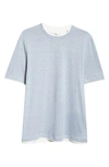 Brunello Cucinelli Men's Linen And Cotton Jersey Crew Neck T-shirt In Cpo20 Celeste/ Off White