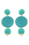 Panacea Bead & Raffia Drop Earrings In Turquoise