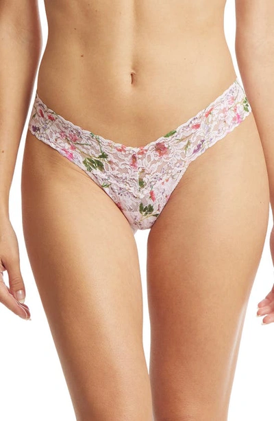 Hanky Panky Low-rise Printed Lace Thong In Tea For Two
