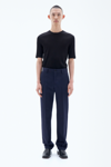 Filippa K Straight Linen Trousers In Blue