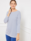 Talbots Petite - Cross Back Tunic Top - Outlined Scallop - White/black/biscayne - Small  In White,black,biscayne