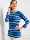 Talbots Cross Back Tunic Top - Multi Stripe - Blue Twilight - 3x  In Blue Twilight