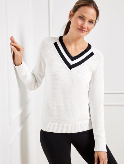 Talbots Coolmaxâ® Cable Knit Sweater - White - Large