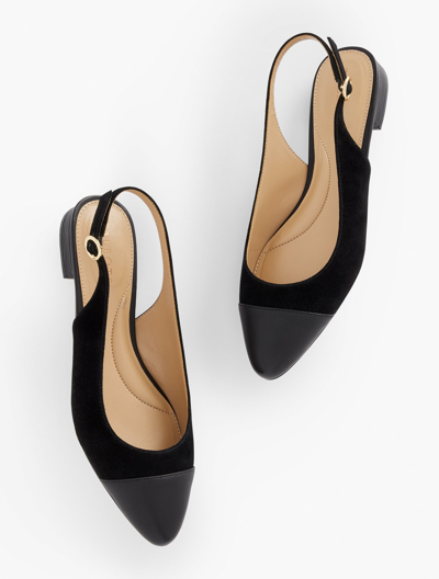 Talbots Edison Nappa Slingback Flats - Suede - Black - 9m